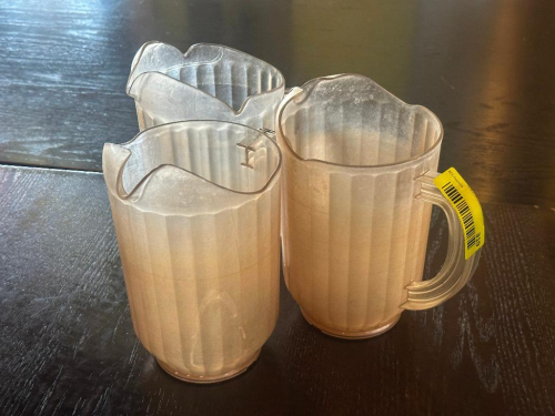 (3) 64 OZ PLASTIC BEER PITCHERS