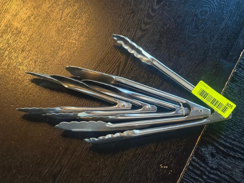 (5) SMALL STAINLESS TONGS