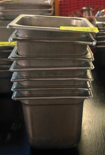 (6) 1/6TH SIZE STAINLESS INSERTS