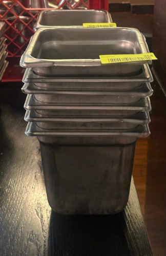 (6) 1/6TH SIZE STAINLESS INSERTS