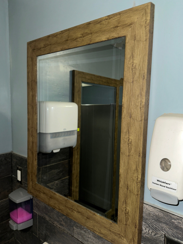 WOODEN FRAME BATHROOM VANITY MIRROR