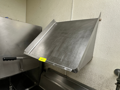 24" X 24" STAINLESS GLASS RACK WALL SHELF.