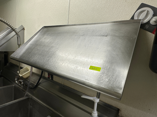 48" X 24" STAINLESS GLASS RACK WALL SHELF.