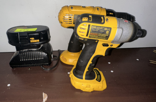 (2) DEWALT CORDLESS DRILLS W/ BATTERY AND CHARGER.