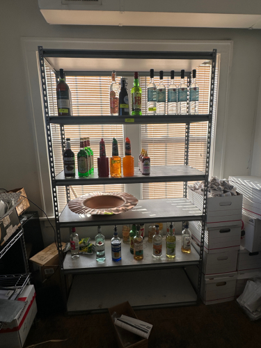 48" X 18" FIVE TIER LIGHT DUTY METAL SHELF.
