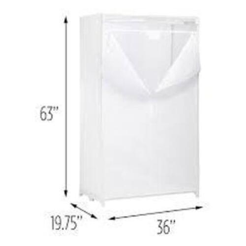 DESCRIPTION: (1) WARDROBE CLOSET SYSTEM WITH CLOTH COVER BRAND/MODEL: HONEY-CAN-DO INFORMATION: WHITE RETAIL$: $40.00 SIZE: 36" QTY: 1