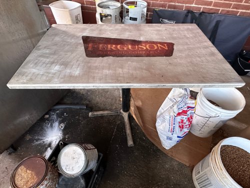 (3) 48" X 30" METAL PATIO TABLES.