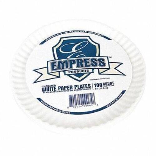 DESCRIPTION: (10) PACKS OF (100) LUNCHEON PAPER PLATE BRAND/MODEL: GRAINGER #39CR69 INFORMATION: WHITE RETAIL$: $70.00 TOTAL SIZE: 9" QTY: 10