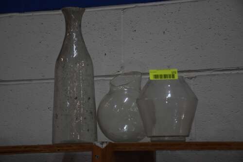 (3) - MATCHING GLASS VASES