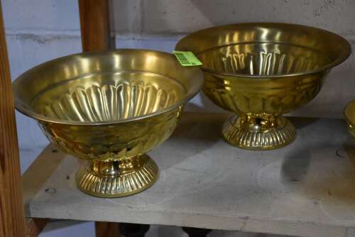 (2) - BRASS PLANTERS