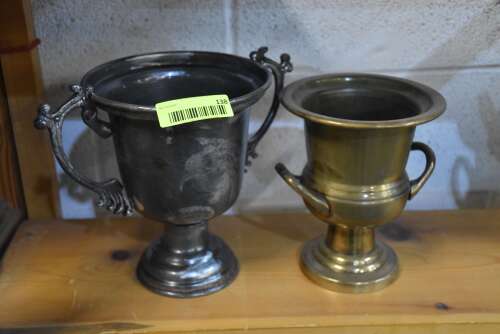 (2) - BRASS PLANTERS
