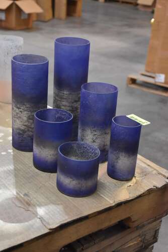 (6) - MATCHING GLASS CYLINDER VASES