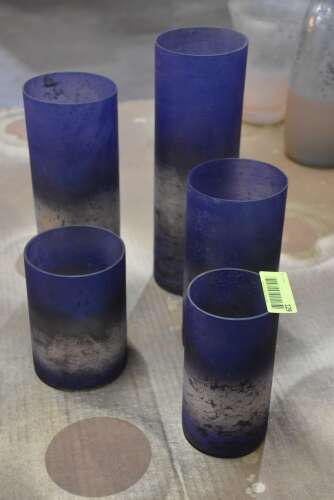 (5) - MATCHING GLASS CYLINDER VASES