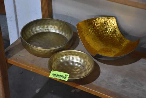 (3) - ASSORTED HAMMERED METAL PLANTERS
