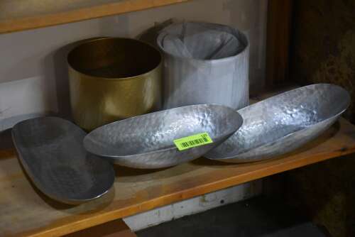 (5) - ASSORTED HAMMERED METAL PLANTERS
