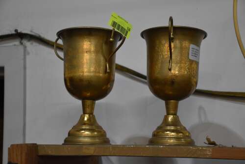 (2) - LARGE BRASS PLANTERS
