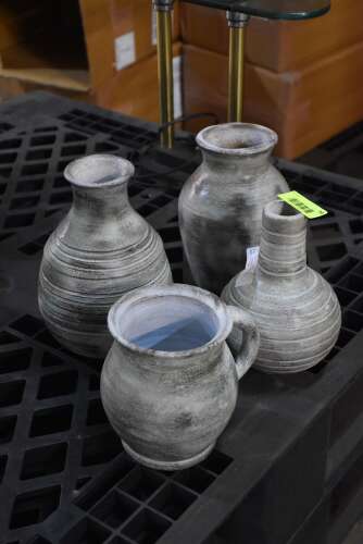 (4) - PAINTED CLAY POTTERY VASES
