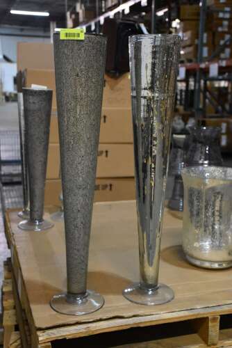 (2) - TALL CYLINDER GLASS VASES