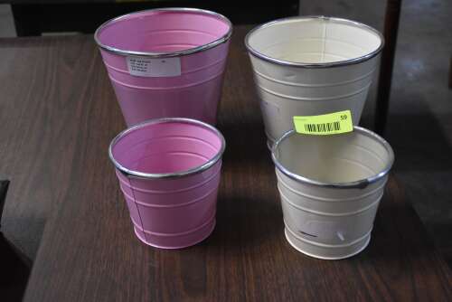 (4) - MATCHING METAL PLANTERS