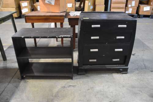 SMALL BOOKSHELF AND CABINET