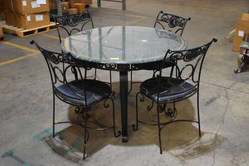 MARBLE TOP DINNING TABLE WITH (4) CHAIRS
