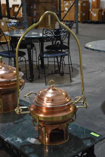 HAMMERED BRASS CHAFIN DISH WITH STAND AND LID