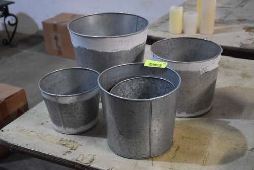 (4) - MATCHING METAL PLANTERS