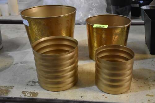 (4) - MATCHING METAL PLANTERS
