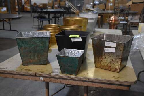 (4) - MATCHING METAL PLANTERS