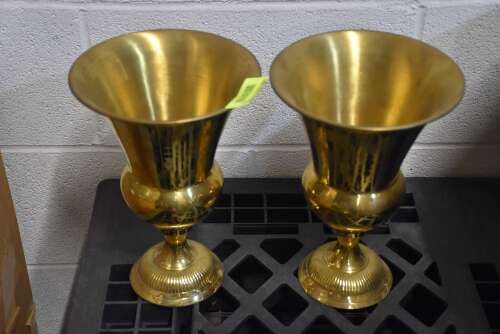 (2) - BRASS CANDLE STICK VASES