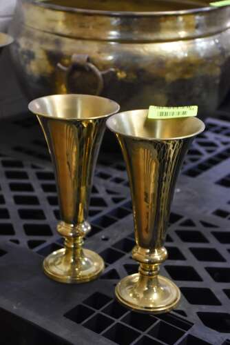 (2) - BRASS CANDLE STICK VASES