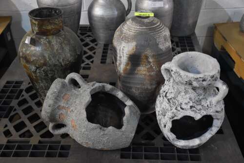 (4) - DECORATIVE CLAY POTTERY VASES