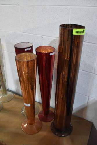 (4) - TALL CYLINDER GLASS VASES