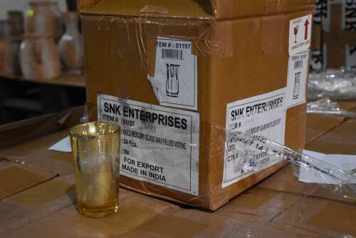 (24) - PC. BOX OF MERCURY GLASS WAX FILLED CANDLES