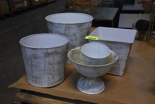 (4) - MATCHING METAL PLANTERS