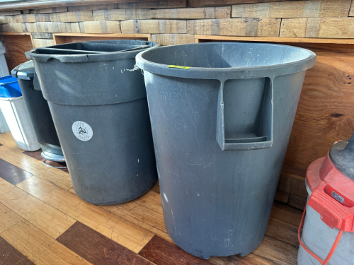 (2) 44 GALLON RUBBERMAID TRASH CANS