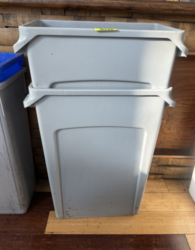(2) 20 GALLON BAR SIDE TRASH CANS