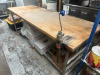 8' X 30" BUTCHER BLOCK PASTRY TABLE W/ MOUNTED CAN OPENER.