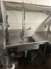 6' X 7' L SHAPED STAINLESS RIGHT SIDE SOIL TABLE W/ RISER SHELF AND SPRAY STATION. - 3