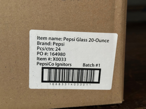 (1) CASE OF PEPSI 20 ONCE GLASSES