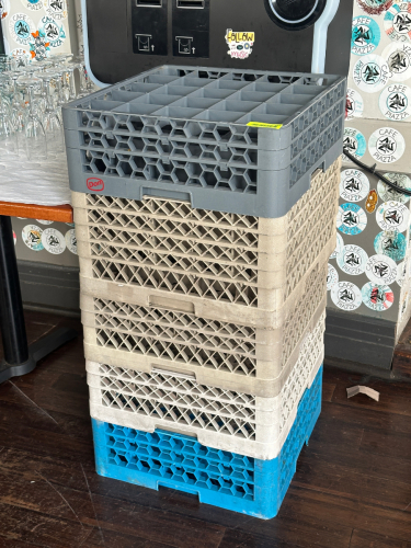 (5) ASSORTED GLASS RACKS