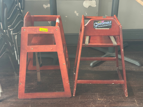 (2) WOODEN HIGH CHAIRS