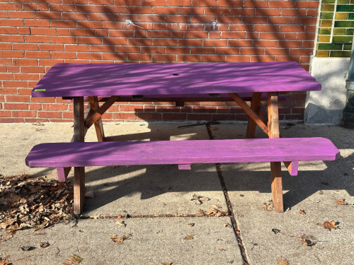 72" WOODEN PICNIC TABLE W/ BENCH SEATING (PURPLE )