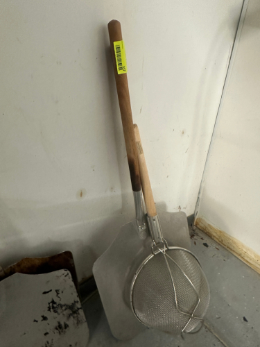 (2) LONG HANDLE STAINLESS PIZZA PADDLES.