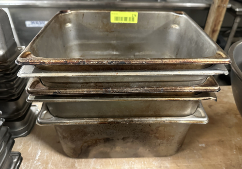 (5) 1/2 SIZE STAINLESS INSERTS
