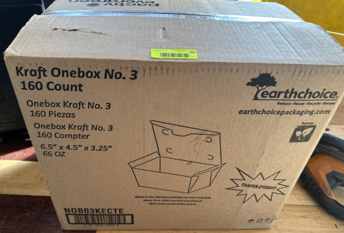 (1) CASE OF KRAFT NO 3 TO GO BOXES