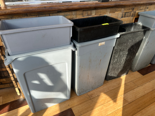 (2) 20 GALLON BAR SIDE TRASH CANS