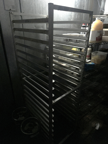 (2) ASSORTED TWENTY PAN TRAY RACK.