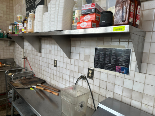 96" X 12" STAINLESS WALL SHELF.