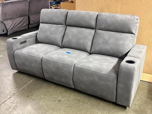 MACYS GREYMEL FABRIC POWER RECLINING SOFA W/WIRELESS CHARGER